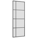 vidaXL fekete ESG üveg tolóajtó fémszerelvény-szettel 76x205 cm