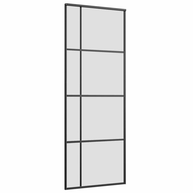 vidaXL fekete ESG üveg tolóajtó fémszerelvény-szettel 76x205 cm