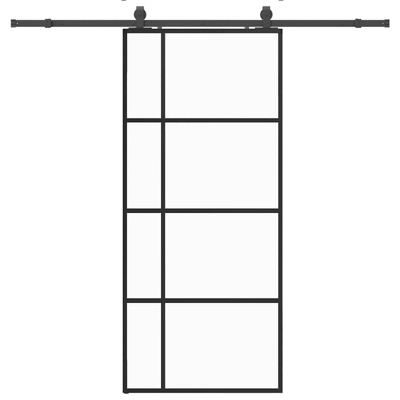vidaXL fekete ESG üveg tolóajtó fémszerelvény-szettel 90x205 cm