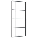 vidaXL fekete ESG üveg tolóajtó fémszerelvény-szettel 90x205 cm