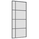 vidaXL fekete ESG üveg tolóajtó fémszerelvény-szettel 90x205 cm