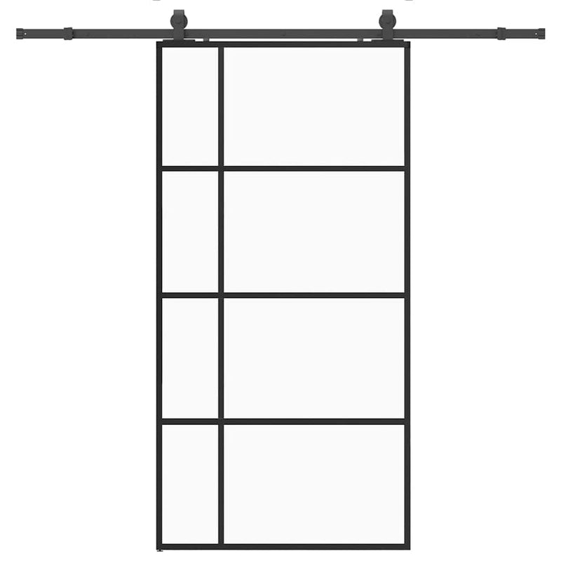 vidaXL fekete ESG üveg tolóajtó fémszerelvény-szettel 102,5x205 cm
