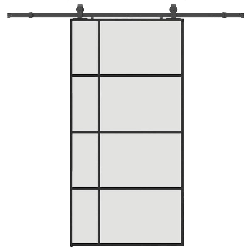 vidaXL fekete ESG üveg tolóajtó fémszerelvény-szettel 102,5x205 cm