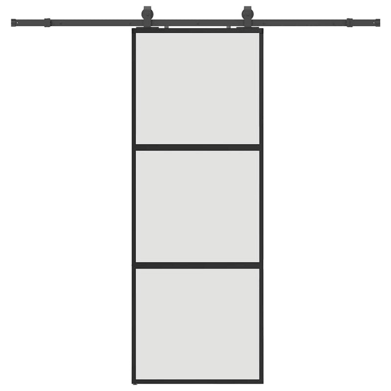 vidaXL fekete edzett üveg tolóajtó fémszerelék szettel 76x205 cm