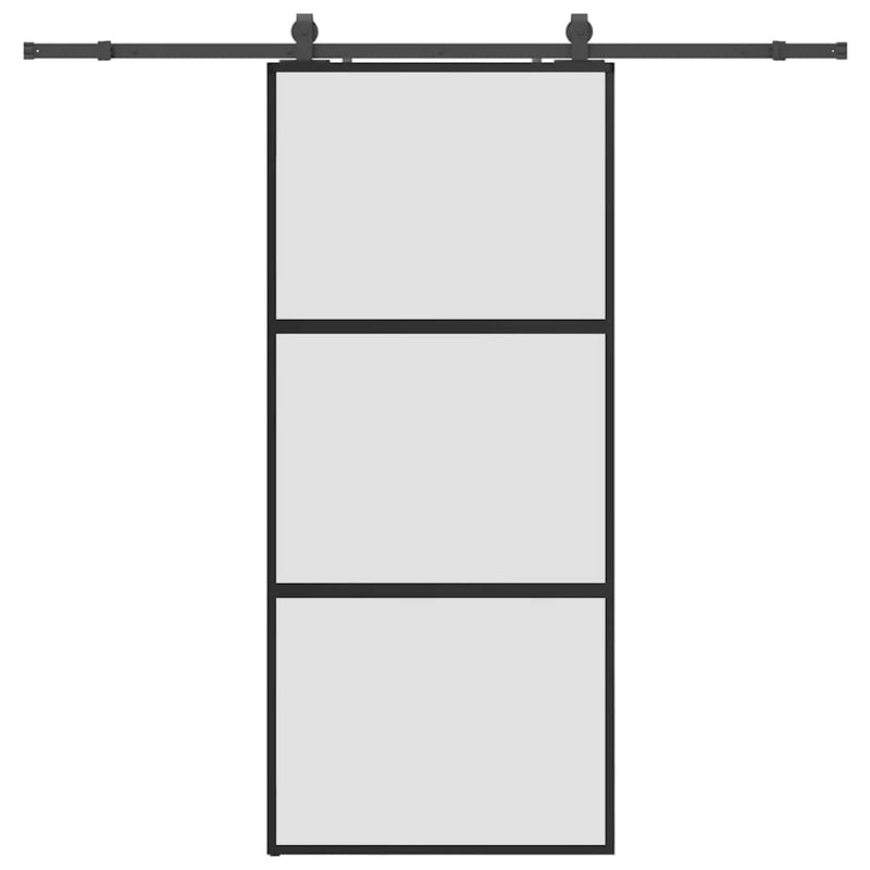 vidaXL fekete edzett üveg tolóajtó fémszerelék szettel 90x205 cm