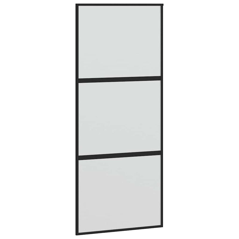 vidaXL fekete edzett üveg tolóajtó fémszerelék szettel 90x205 cm