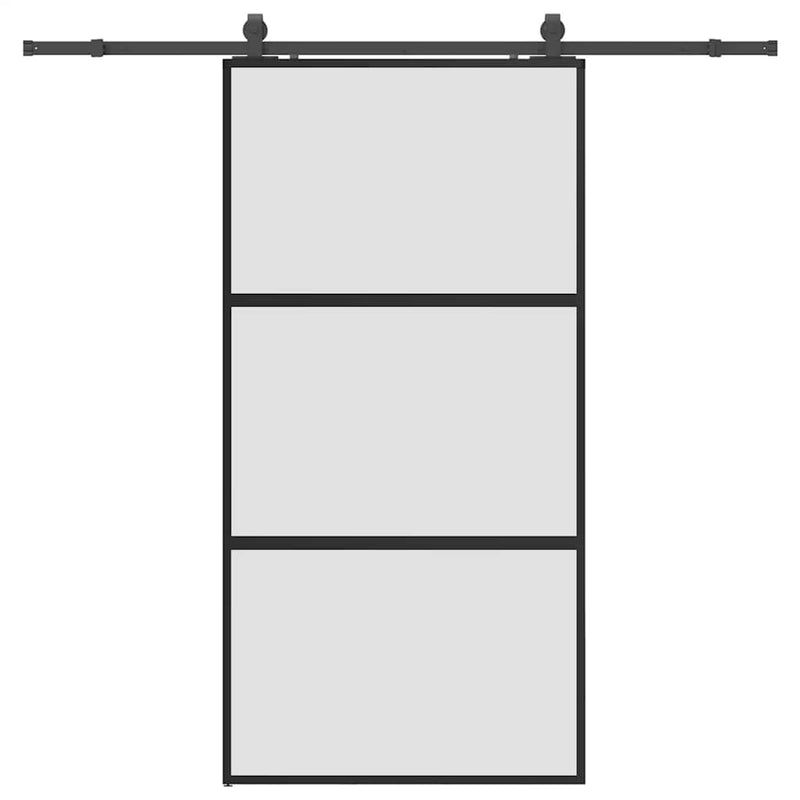 vidaXL fekete edzett üveg tolóajtó fémszerelék szettel 102,5x205 cm