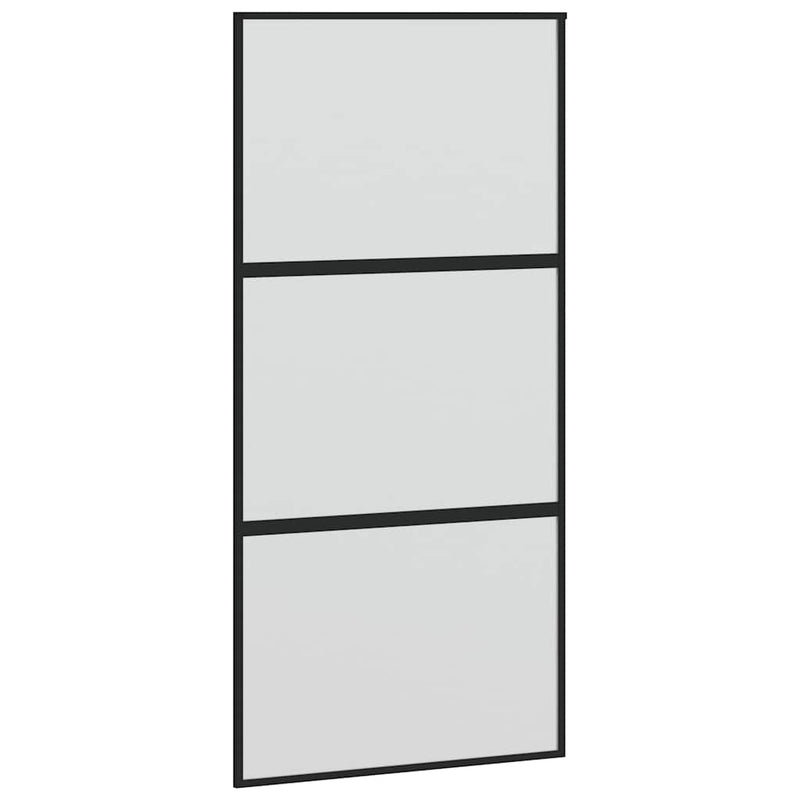 vidaXL fekete edzett üveg tolóajtó fémszerelék szettel 102,5x205 cm