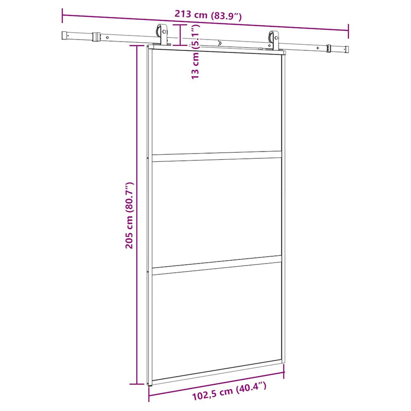 vidaXL fekete edzett üveg tolóajtó fémszerelék szettel 102,5x205 cm
