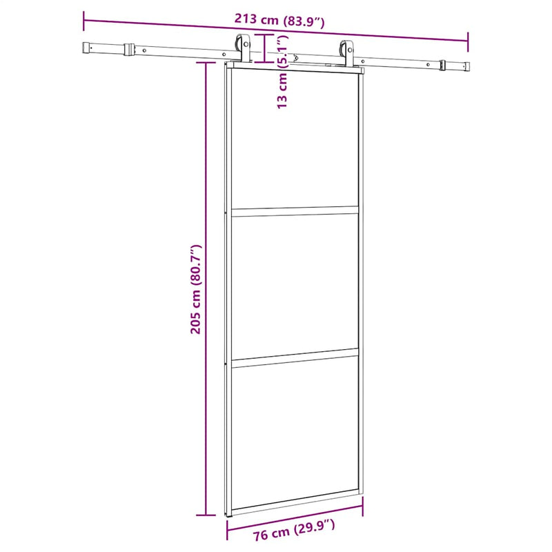 vidaXL fekete edzett üveg tolóajtó fémszerelék szettel 76x205 cm