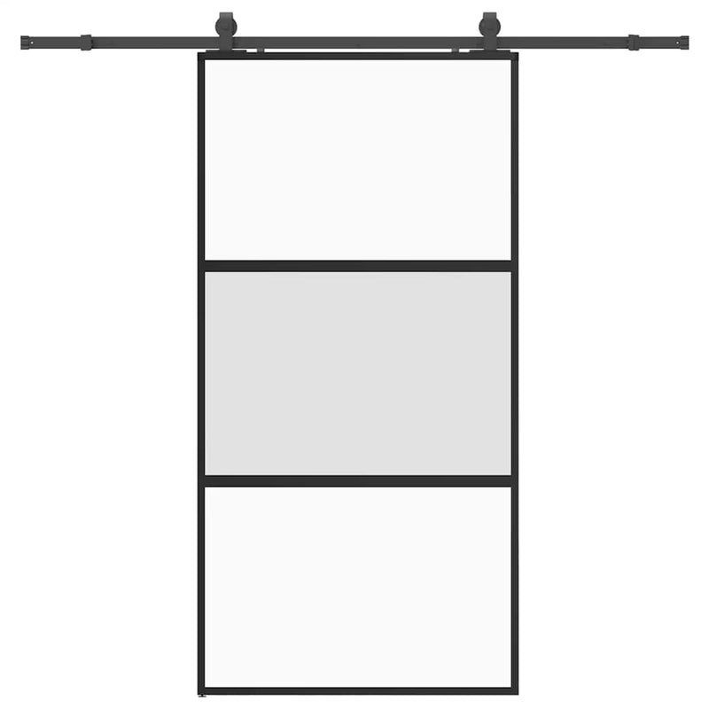 vidaXL fekete edzett üveg tolóajtó fémszerelék szettel 102,5x205 cm