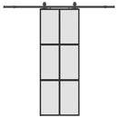 vidaXL fekete edzett üveg tolóajtó fémszerelék szettel 76x205 cm