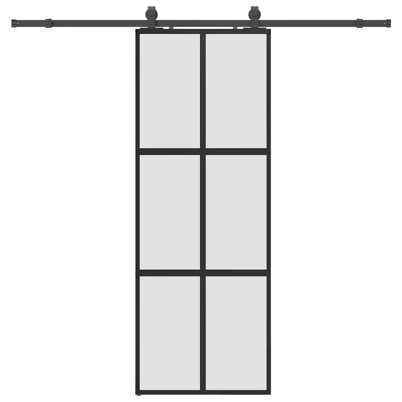 vidaXL fekete edzett üveg tolóajtó fémszerelék szettel 76x205 cm