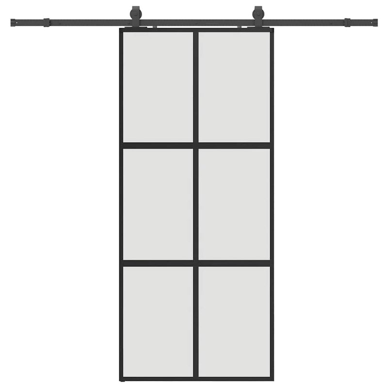 vidaXL fekete edzett üveg tolóajtó fémszerelék szettel 90x205 cm