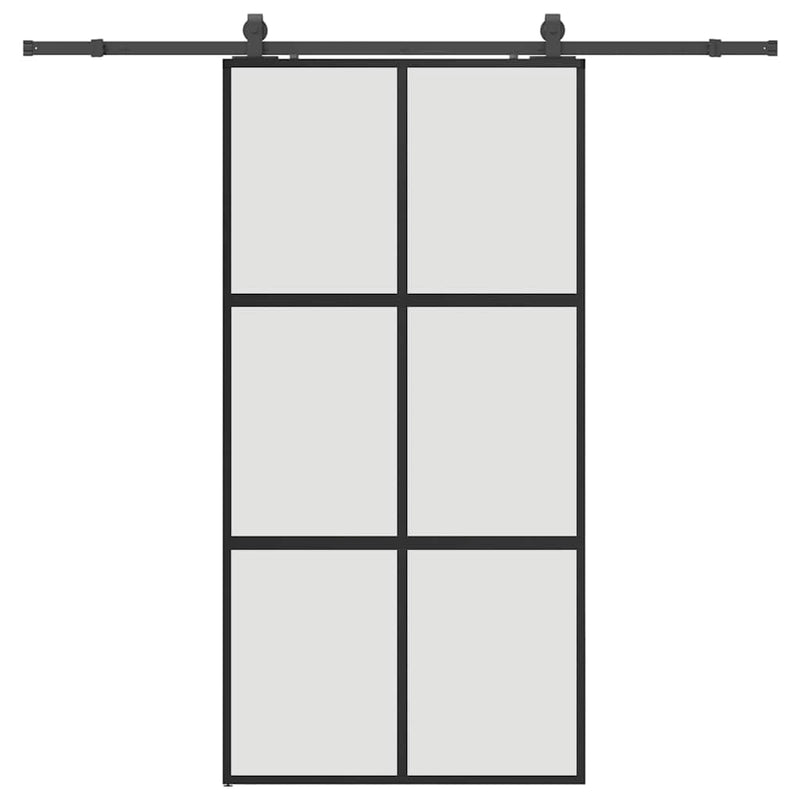 vidaXL fekete edzett üveg tolóajtó fémszerelék szettel 102,5x205 cm