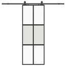vidaXL fekete edzett üveg tolóajtó fémszerelék szettel 76x205 cm