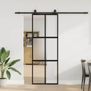 vidaXL fekete edzett üveg tolóajtó fémszerelék szettel 76x205 cm