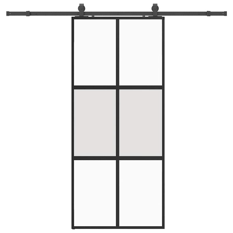 vidaXL fekete edzett üveg tolóajtó fémszerelék szettel 90x205 cm