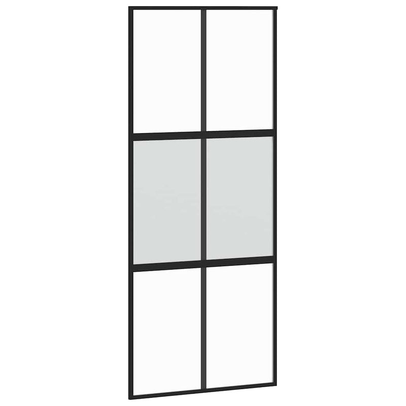 vidaXL fekete edzett üveg tolóajtó fémszerelék szettel 90x205 cm