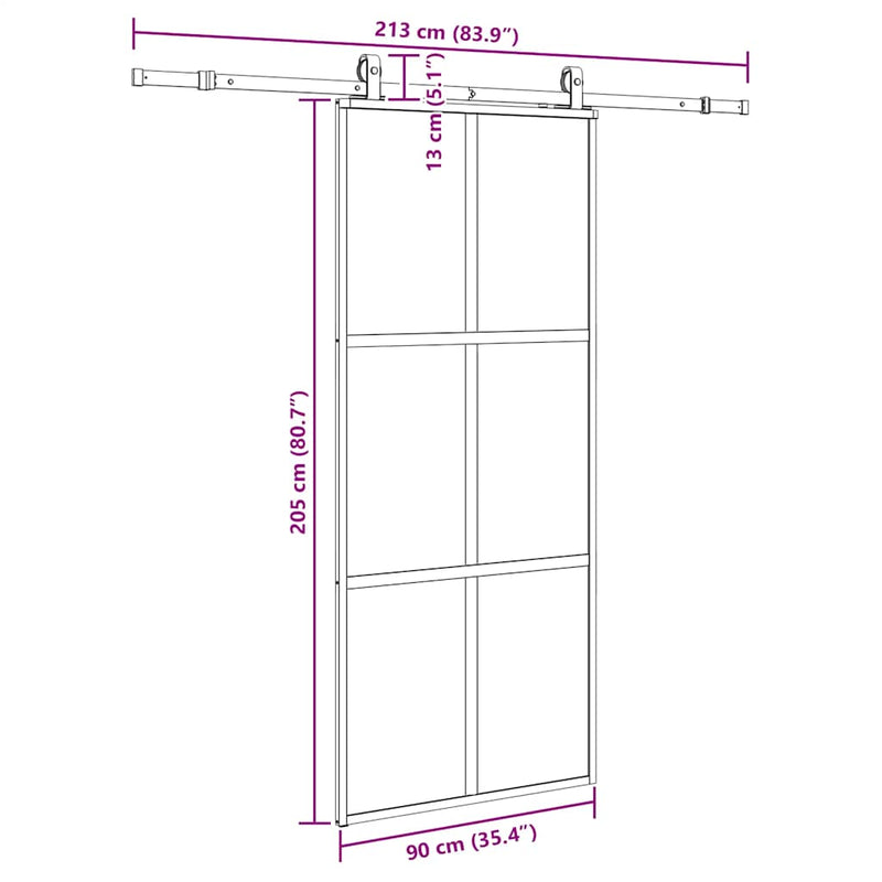 vidaXL fekete edzett üveg tolóajtó fémszerelék szettel 90x205 cm
