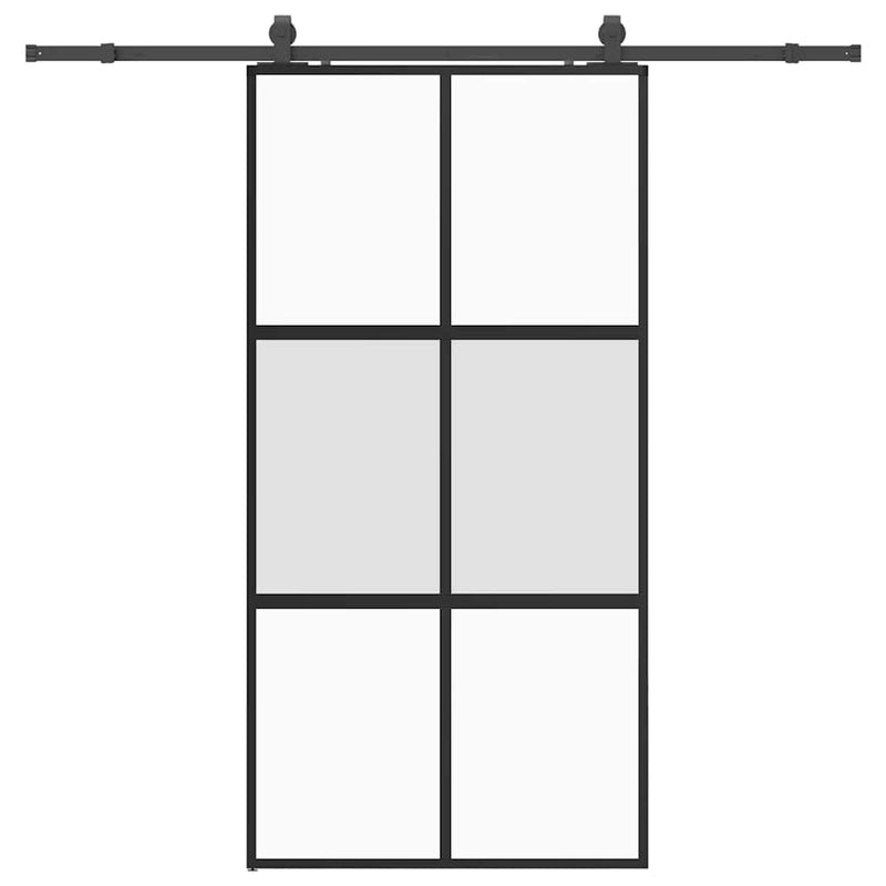 vidaXL fekete edzett üveg tolóajtó fémszerelék szettel 102,5x205 cm