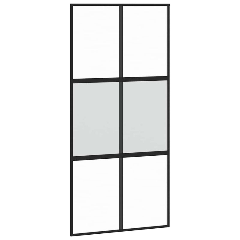 vidaXL fekete edzett üveg tolóajtó fémszerelék szettel 102,5x205 cm