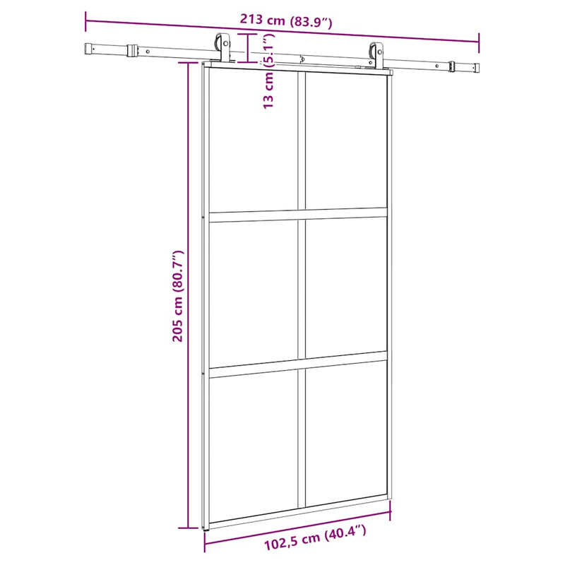 vidaXL fekete edzett üveg tolóajtó fémszerelék szettel 102,5x205 cm