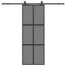 vidaXL fekete edzett üveg tolóajtó fémszerelék szettel 76x205 cm