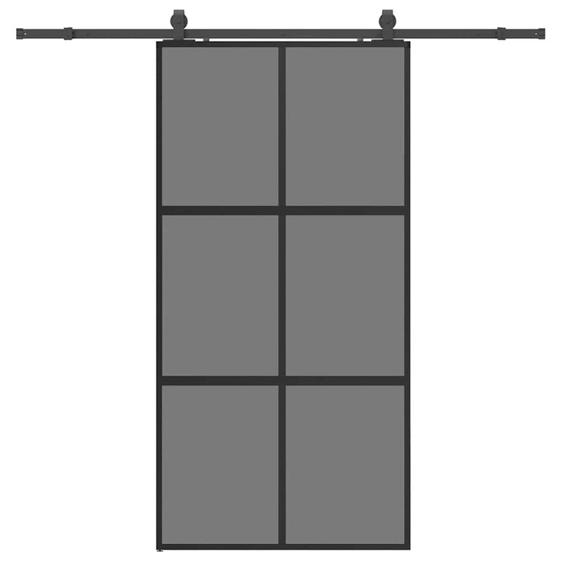vidaXL fekete edzett üveg tolóajtó fémszerelék szettel 102,5x205 cm