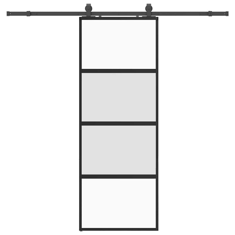 vidaXL fekete edzett üveg tolóajtó fémszerelék szettel 76x205 cm