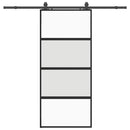 vidaXL fekete edzett üveg tolóajtó fémszerelék szettel 90x205 cm