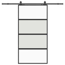 vidaXL fekete edzett üveg tolóajtó fémszerelék szettel 102,5x205 cm