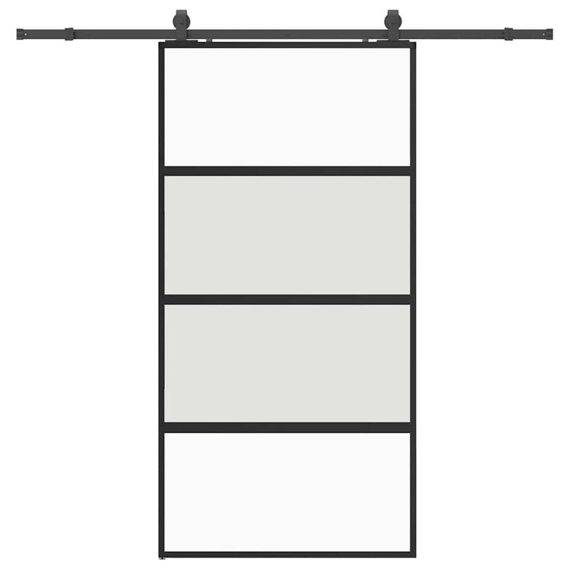 vidaXL fekete edzett üveg tolóajtó fémszerelék szettel 102,5x205 cm