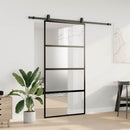 vidaXL fekete edzett üveg tolóajtó fémszerelék szettel 102,5x205 cm