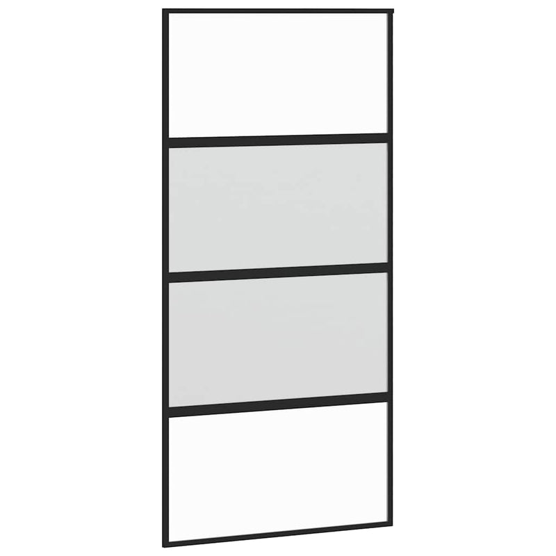 vidaXL fekete edzett üveg tolóajtó fémszerelék szettel 102,5x205 cm