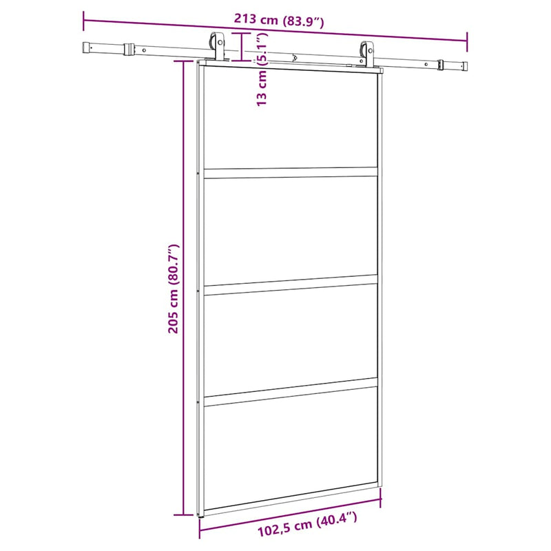 vidaXL fekete edzett üveg tolóajtó fémszerelék szettel 102,5x205 cm