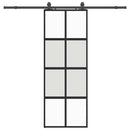 vidaXL fekete edzett üveg tolóajtó fémszerelék szettel 76x205 cm