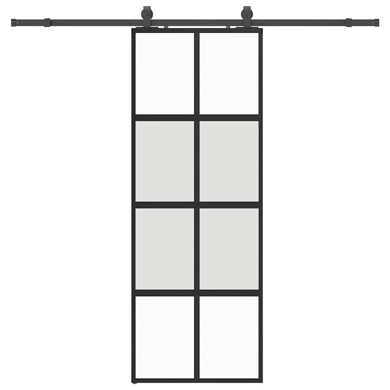 vidaXL fekete edzett üveg tolóajtó fémszerelék szettel 76x205 cm