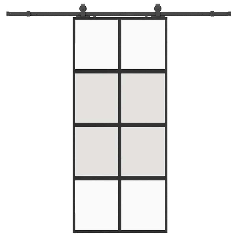 vidaXL fekete edzett üveg tolóajtó fémszerelék szettel 90x205 cm