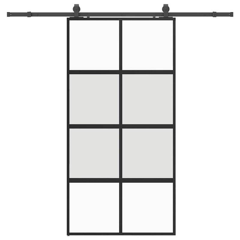 vidaXL fekete edzett üveg tolóajtó fémszerelék szettel 102,5x205 cm