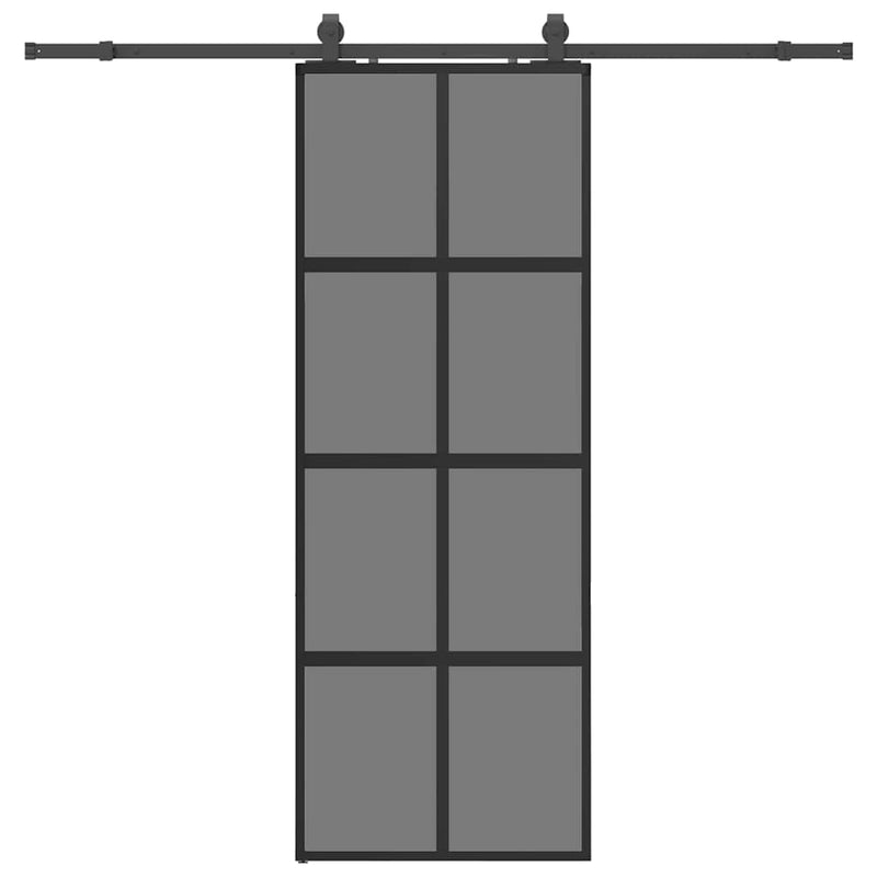 vidaXL fekete edzett üveg tolóajtó fémszerelék szettel 76x205 cm
