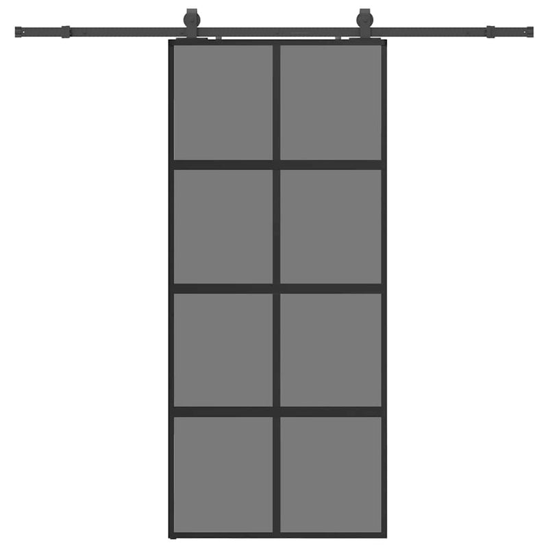 vidaXL fekete edzett üveg tolóajtó fémszerelék szettel 90x205 cm