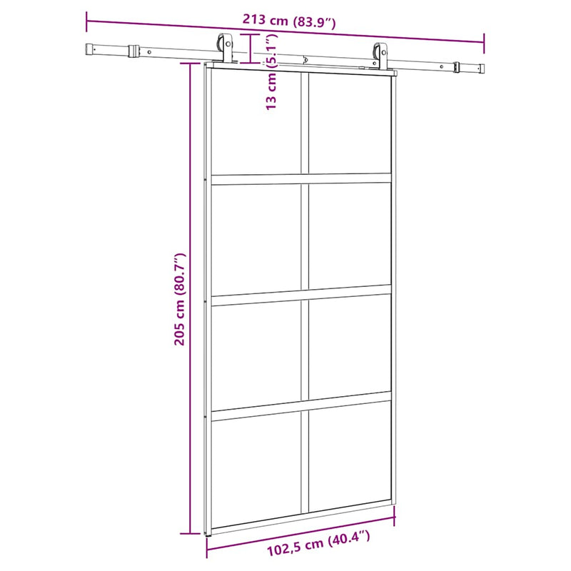 vidaXL fekete edzett üveg tolóajtó fémszerelék szettel 102,5x205 cm