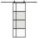 vidaXL fekete edzett üveg tolóajtó fémszerelék szettel 76x205 cm