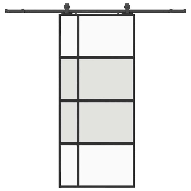 vidaXL fekete edzett üveg tolóajtó fémszerelék szettel 90x205 cm