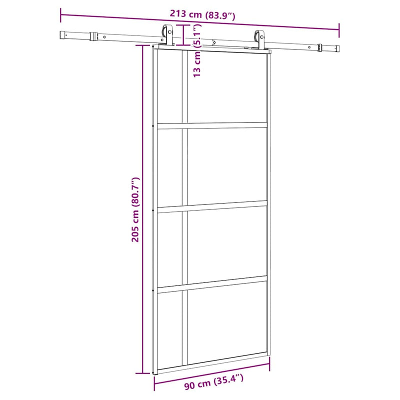 vidaXL fekete edzett üveg tolóajtó fémszerelék szettel 90x205 cm