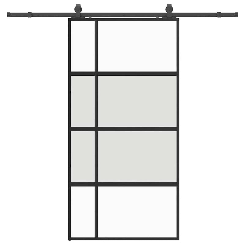 vidaXL fekete edzett üveg tolóajtó fémszerelék szettel 102,5x205 cm
