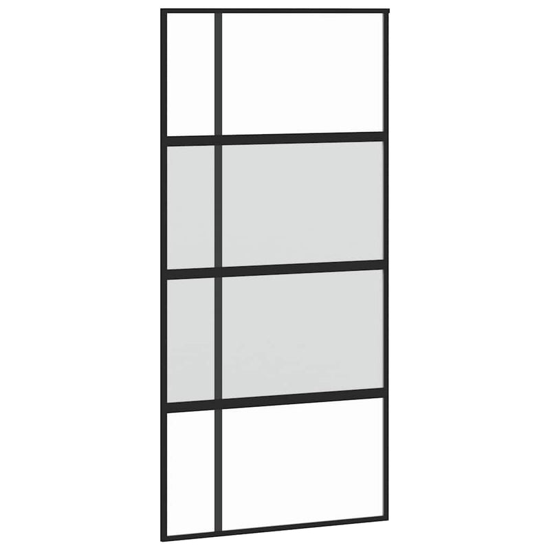 vidaXL fekete edzett üveg tolóajtó fémszerelék szettel 102,5x205 cm