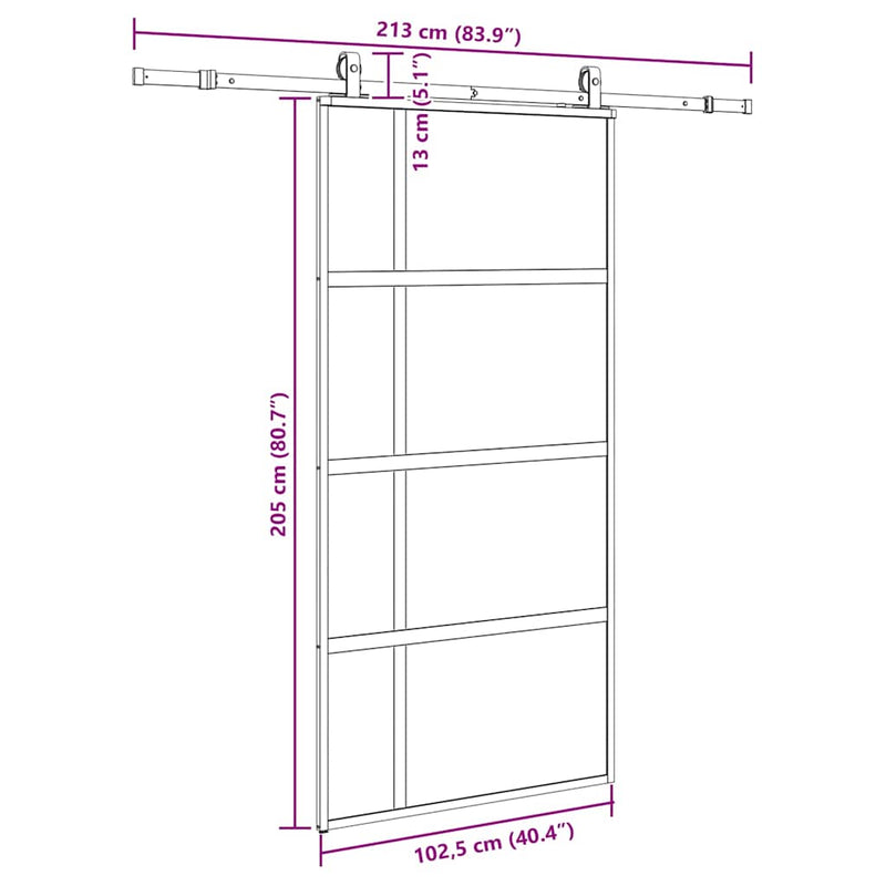 vidaXL fekete edzett üveg tolóajtó fémszerelék szettel 102,5x205 cm