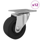 vidaXL Forgó kerék 12 pcs Ezüst 60 x 60 x 50 mm Vas és nylon